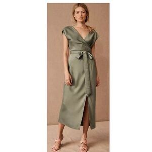 Elegant Green Wrap Dress